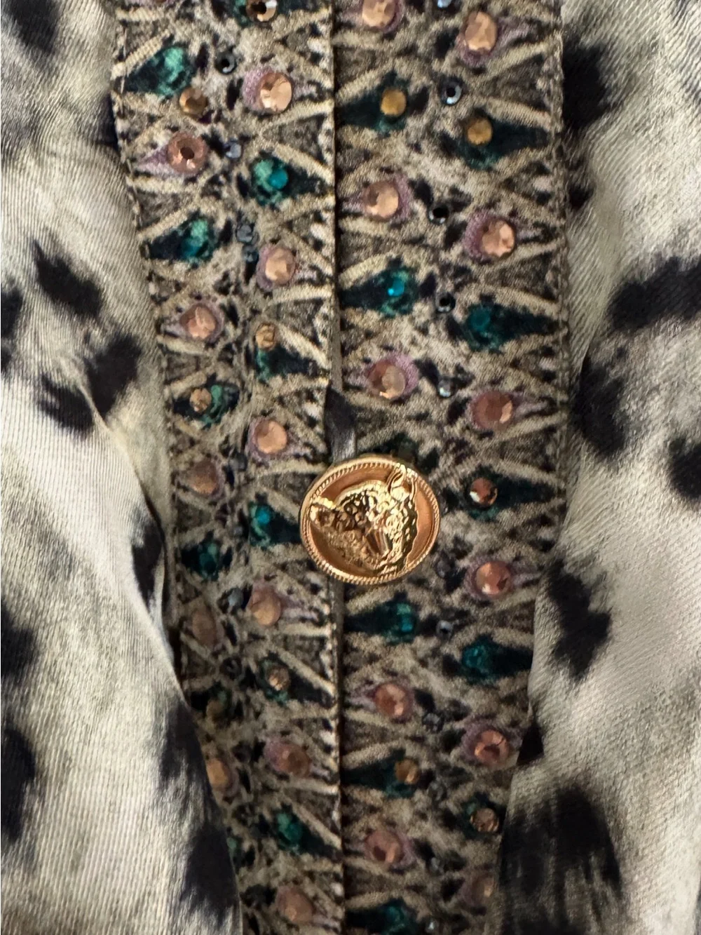 Camilla Cream and Black Leopard-Print Button-Front Dress with Belt - Picture 2 of 4